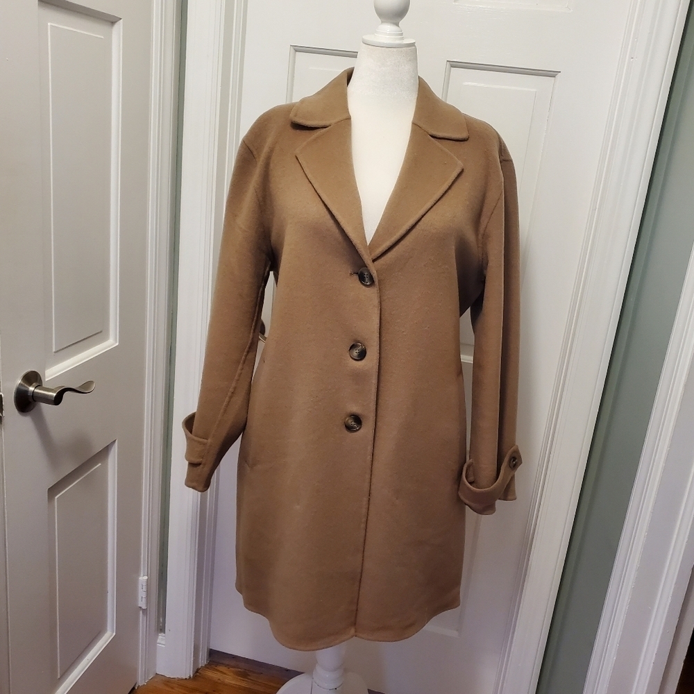 Tahari Beige Wool Blend Coat Size XL=14/16 Women's Classic, Business Casual